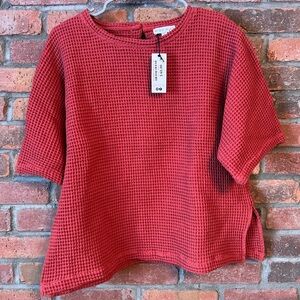 Cozy Waffle Knit Top and Matching Shorts Set - Brick Red
